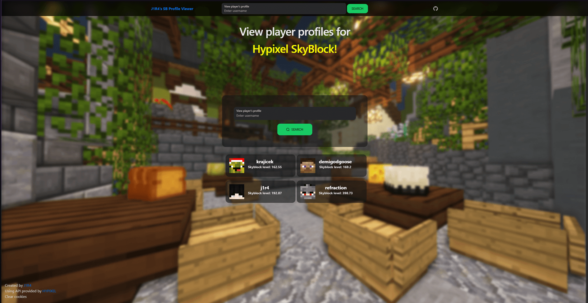Minecraft hypixel SB profile viewer